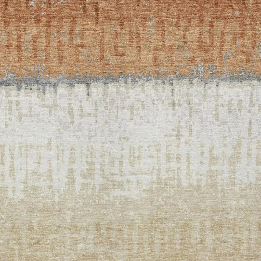 3' X 5' Copper And Orange Striped Washable Indoor Outdoor Area Rug Homeroots Outdoor