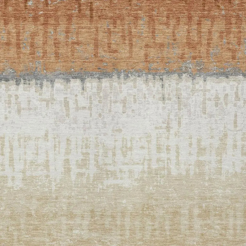 3' X 5' Copper And Orange Striped Washable Indoor Outdoor Area Rug Homeroots Outdoor