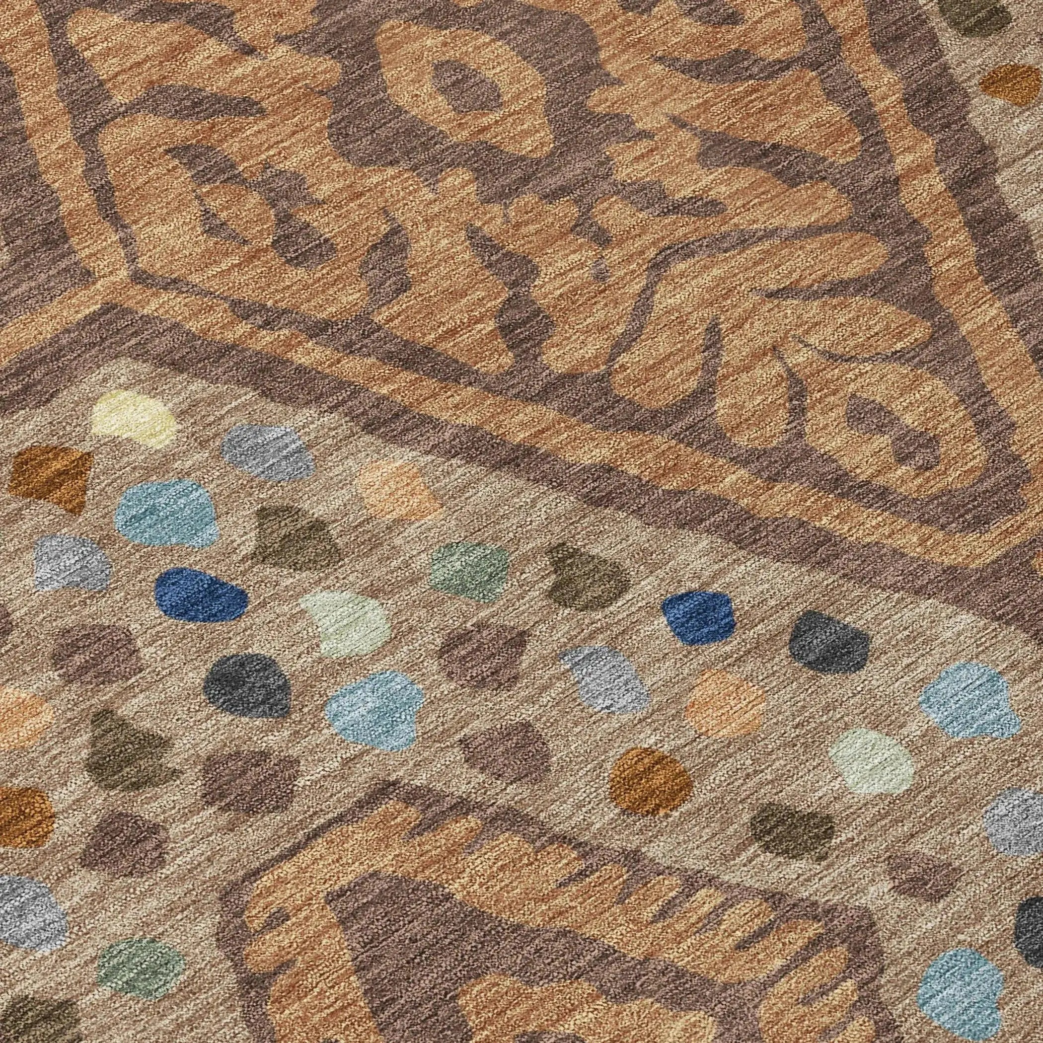 3' X 5' Copper And Orange Tribal Washable Indoor Outdoor Area Rug Homeroots Outdoor