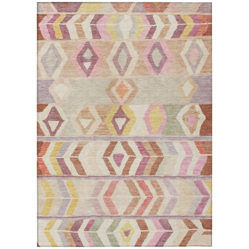 3' X 5' Copper And Orange Tribal Washable Indoor Outdoor Area Rug Homeroots Outdoor