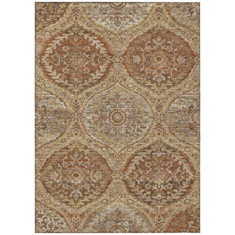 3' X 5' Copper And Pink Ogee Washable Indoor Outdoor Area Rug Homeroots Outdoor