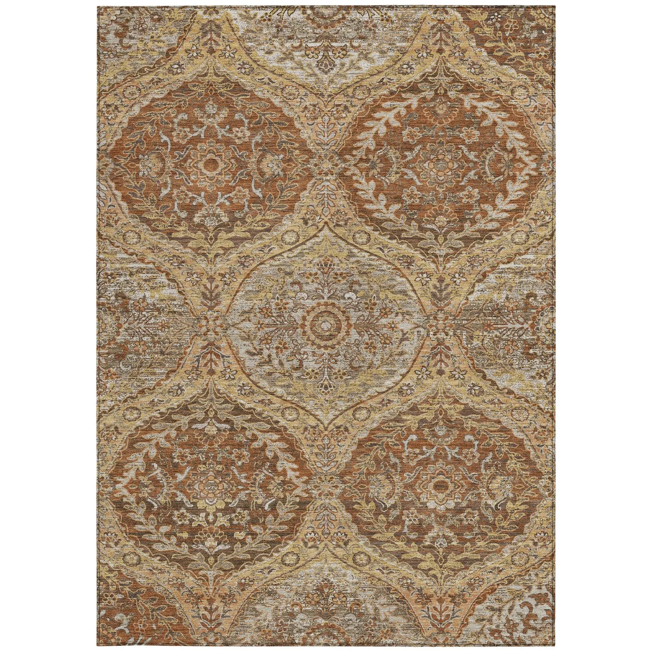 3' X 5' Copper And Pink Ogee Washable Indoor Outdoor Area Rug Homeroots Outdoor