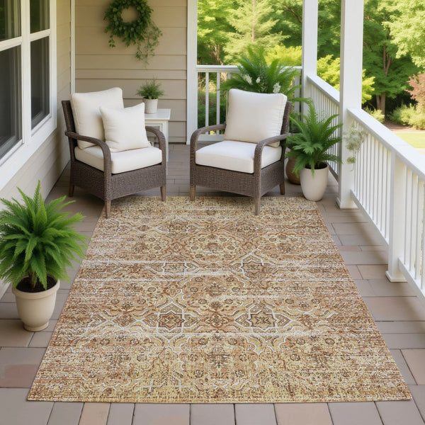 3' X 5' Copper And Purple Floral Washable Indoor Outdoor Area Rug Homeroots Outdoor