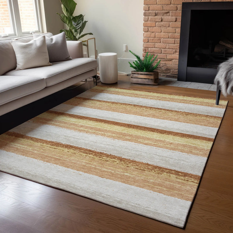 3' X 5' Copper And Purple Striped Washable Indoor Outdoor Area Rug Homeroots Outdoor