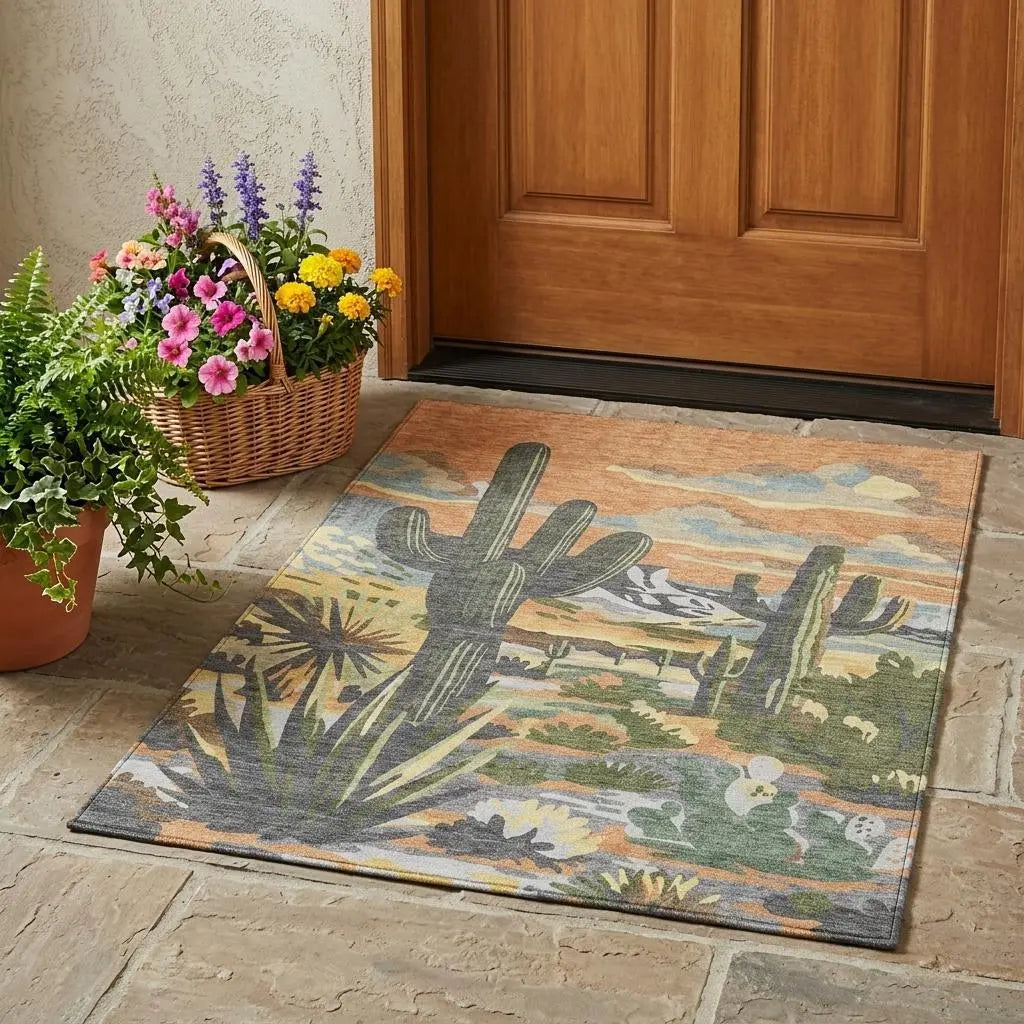3' X 5' Copper And Purple Trees Washable Indoor Outdoor Area Rug Homeroots Outdoor