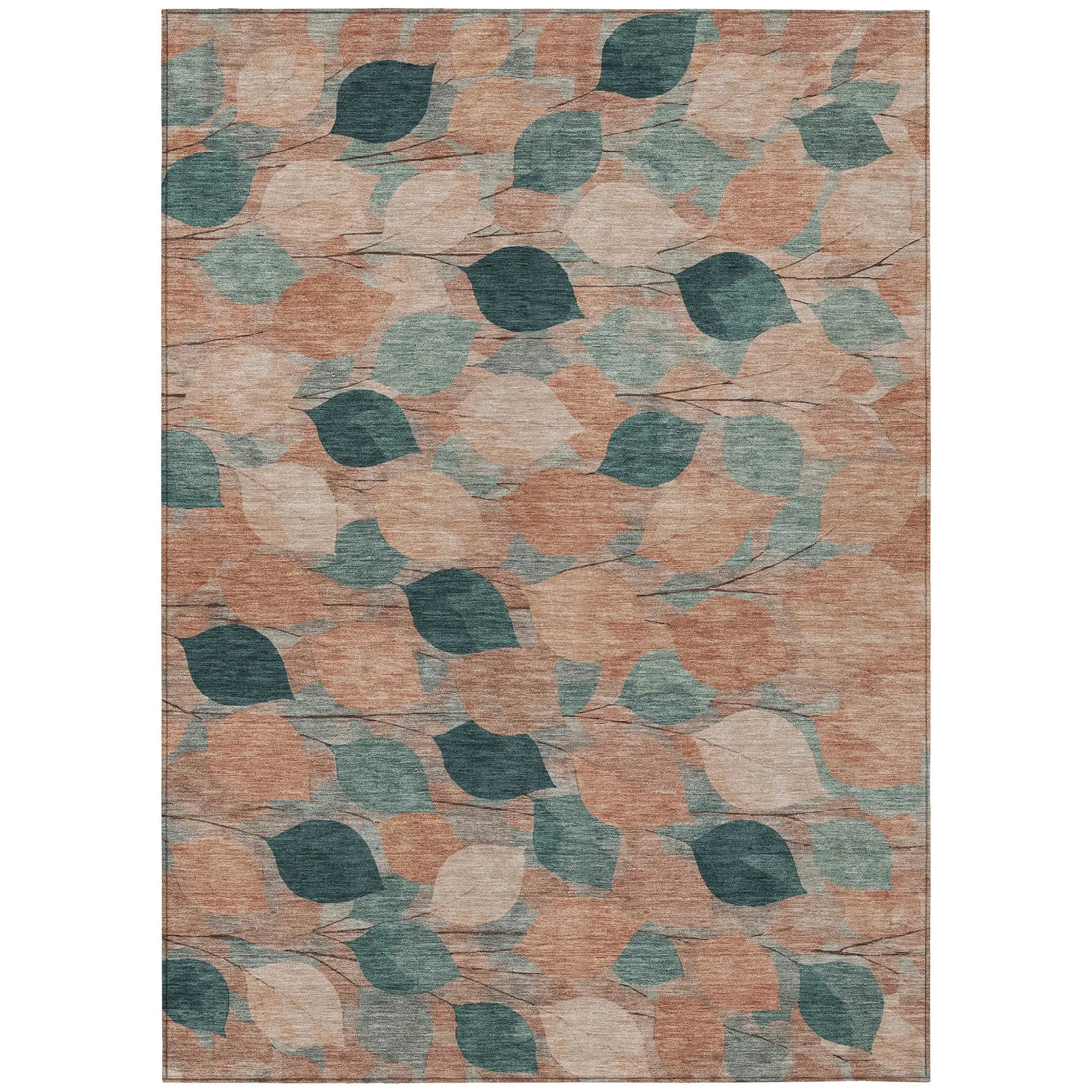 3' X 5' Copper And Salmon Floral Washable Indoor Outdoor Area Rug Homeroots Outdoor