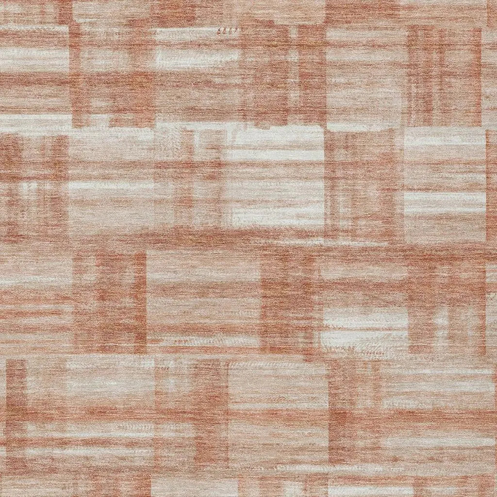 3' X 5' Copper And Salmon Striped Washable Indoor Outdoor Area Rug Homeroots Outdoor