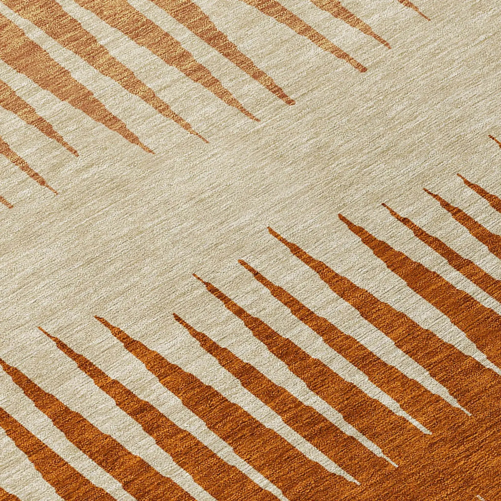 3' X 5' Copper Brown And Beige Striped Washable Indoor Outdoor Area Rug Homeroots Outdoor