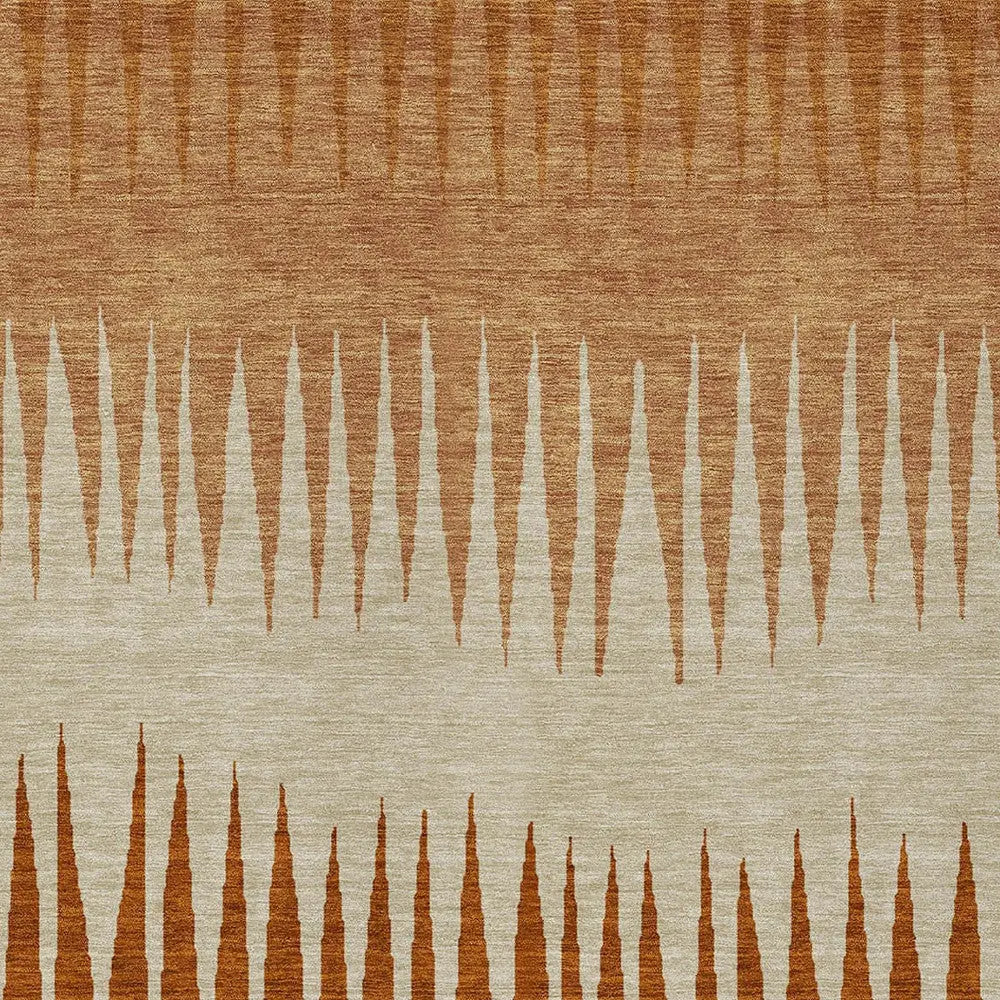 3' X 5' Copper Brown And Beige Striped Washable Indoor Outdoor Area Rug Homeroots Outdoor