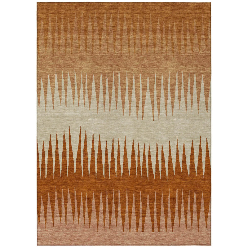3' X 5' Copper Brown And Beige Striped Washable Indoor Outdoor Area Rug Homeroots Outdoor