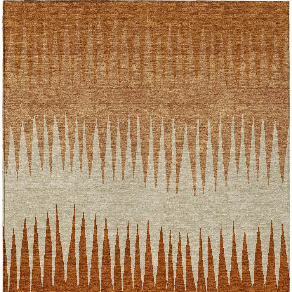 3' X 5' Copper Brown And Beige Striped Washable Indoor Outdoor Area Rug Homeroots Outdoor
