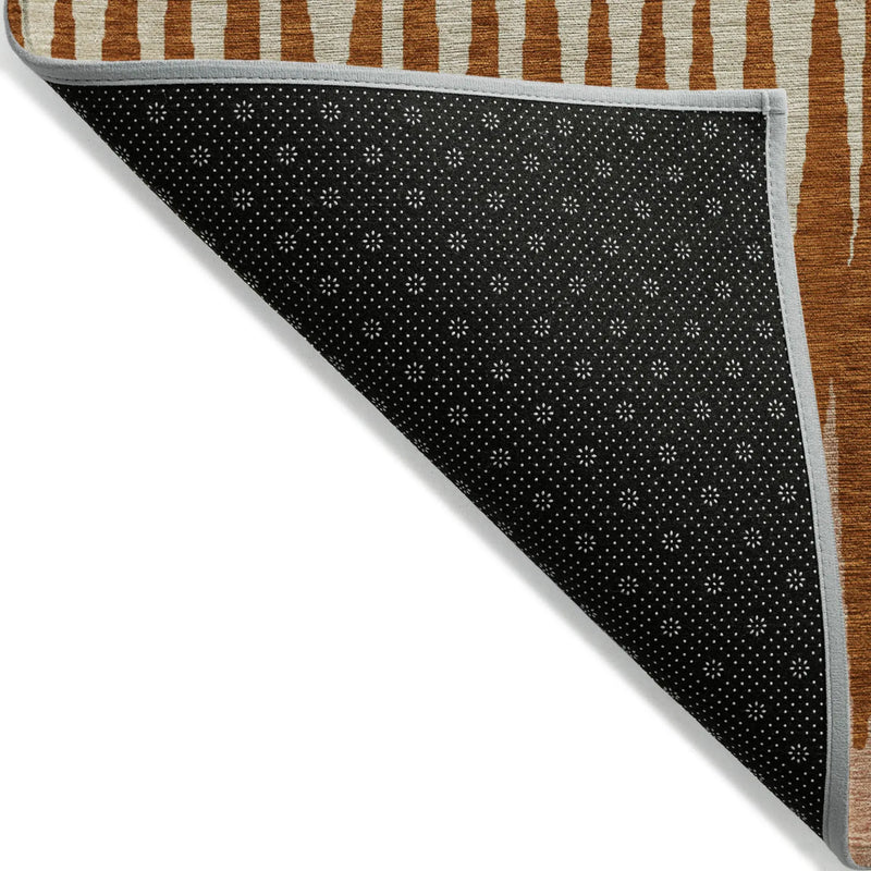 3' X 5' Copper Brown And Beige Striped Washable Indoor Outdoor Area Rug Homeroots Outdoor