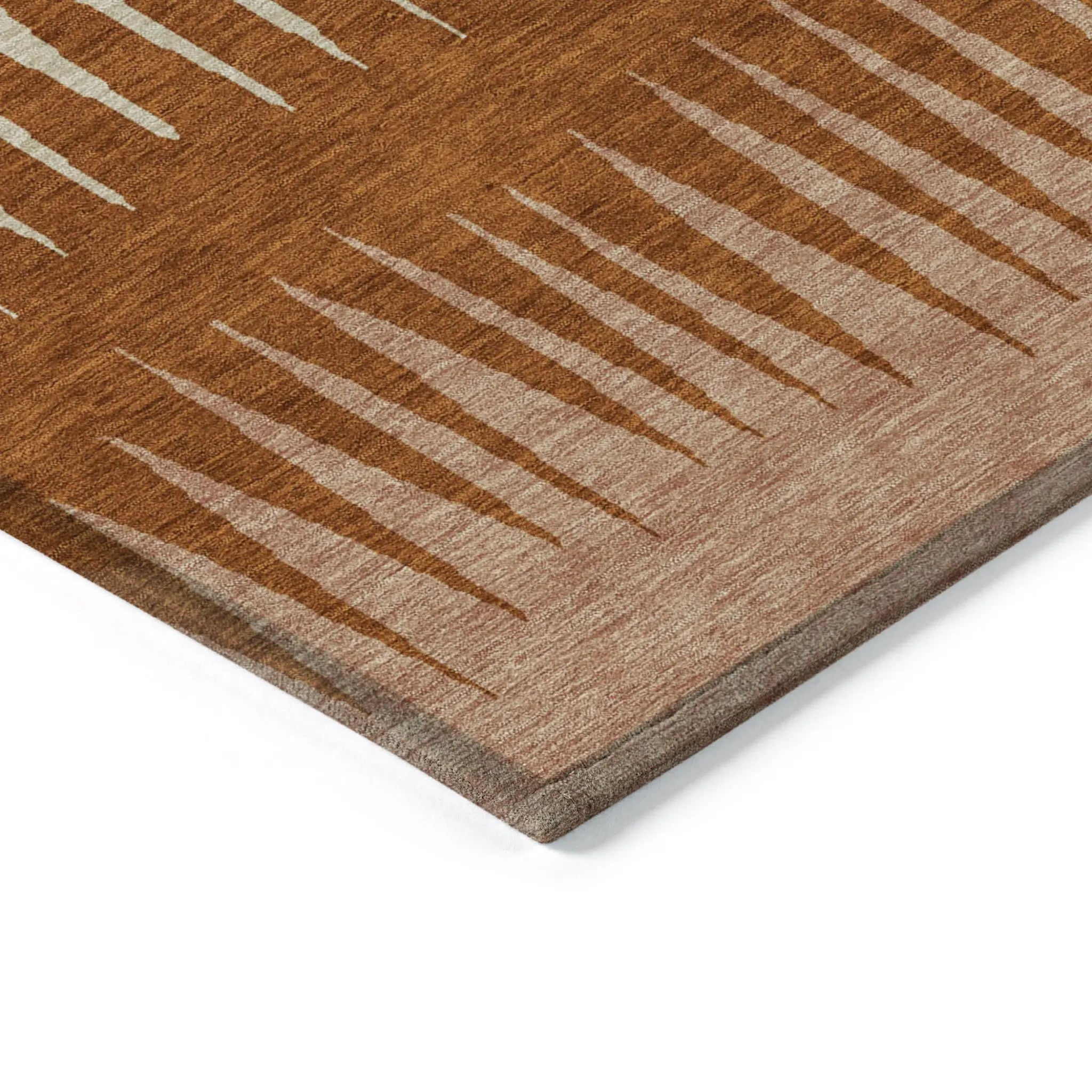3' X 5' Copper Brown And Beige Striped Washable Indoor Outdoor Area Rug Homeroots Outdoor