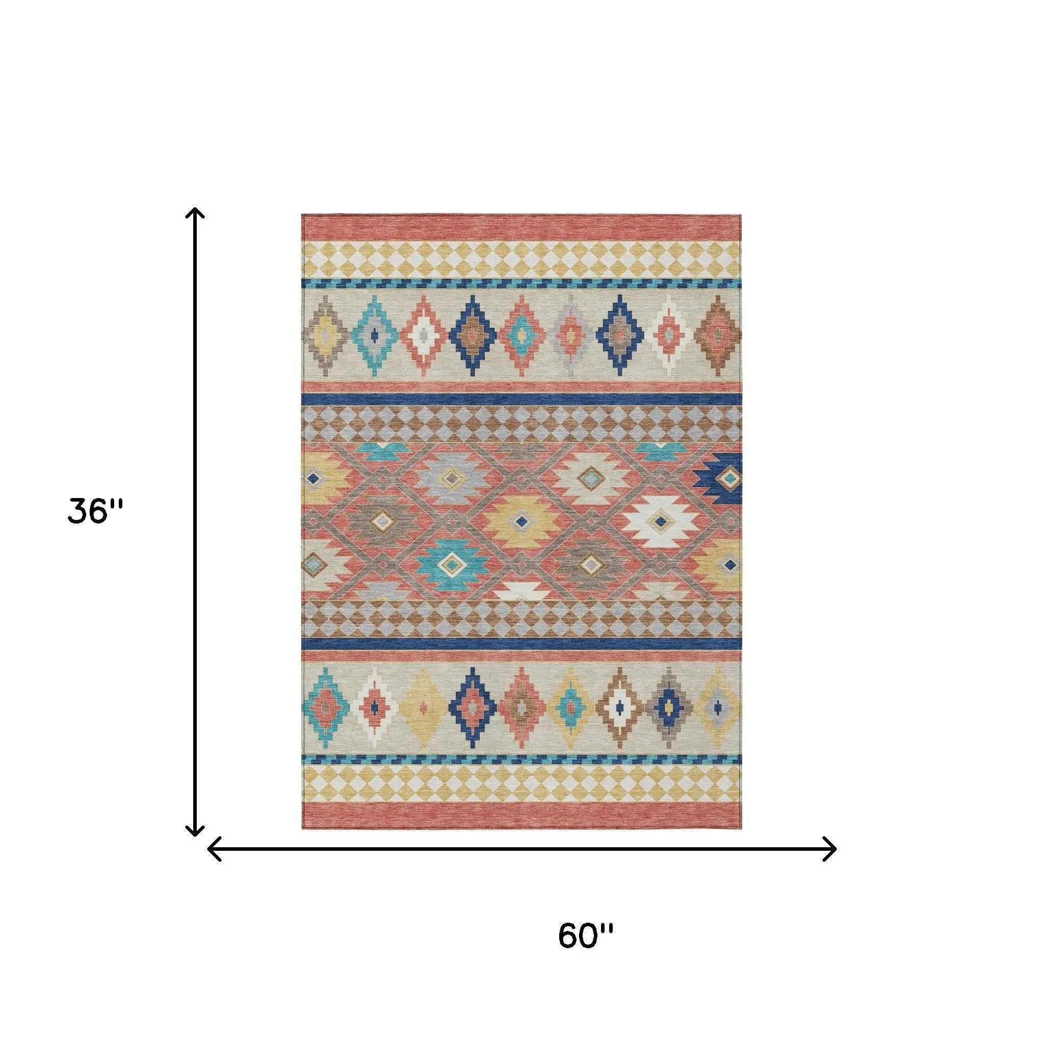 3' X 5' Coral And Beige Southwestern Washable Indoor Outdoor Area Rug Homeroots Outdoor