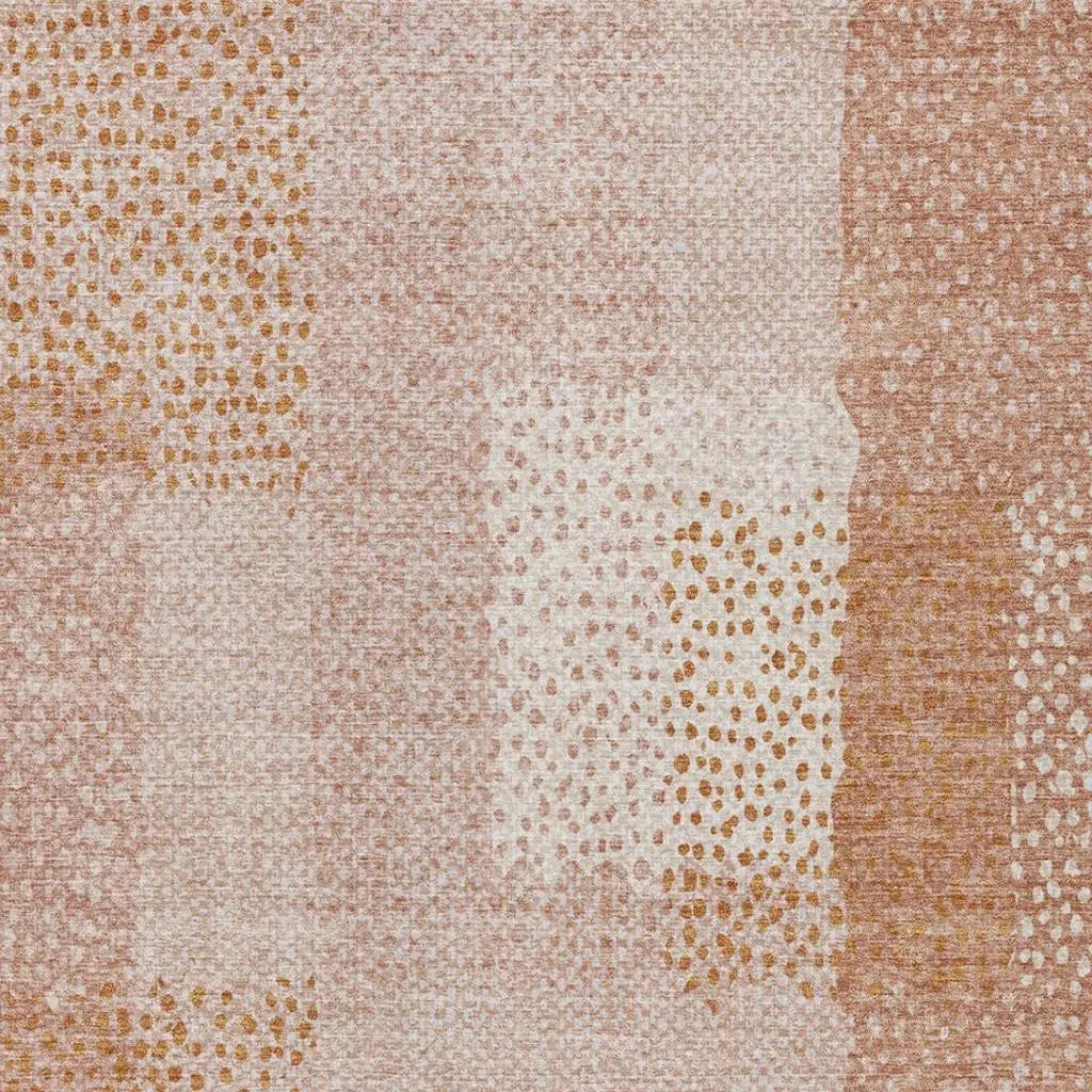3' X 5' Coral And Orange Abstract Washable Indoor Outdoor Area Rug Homeroots Outdoor