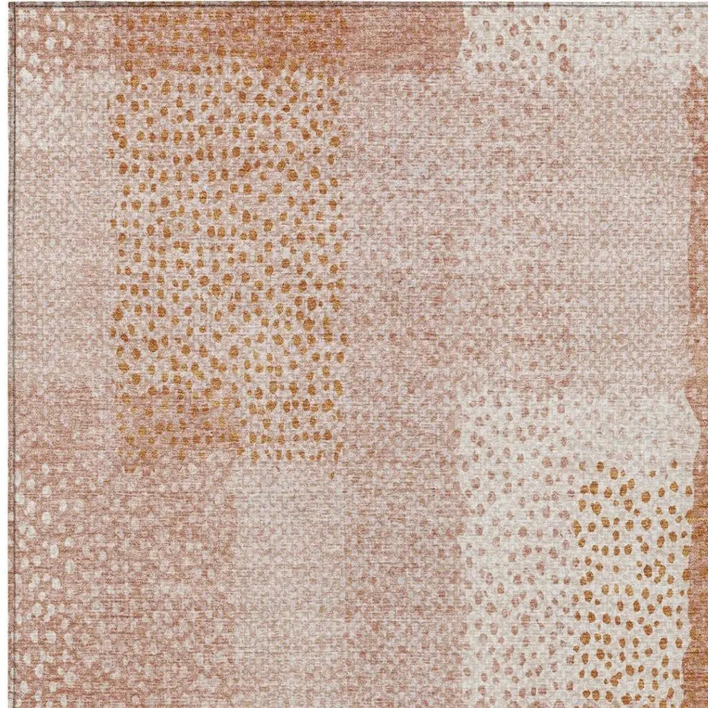 3' X 5' Coral And Orange Abstract Washable Indoor Outdoor Area Rug Homeroots Outdoor