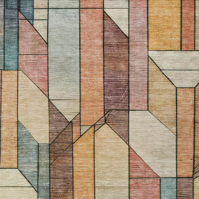 3' X 5' Coral And Orange Geometric Washable Indoor Outdoor Area Rug Homeroots Outdoor