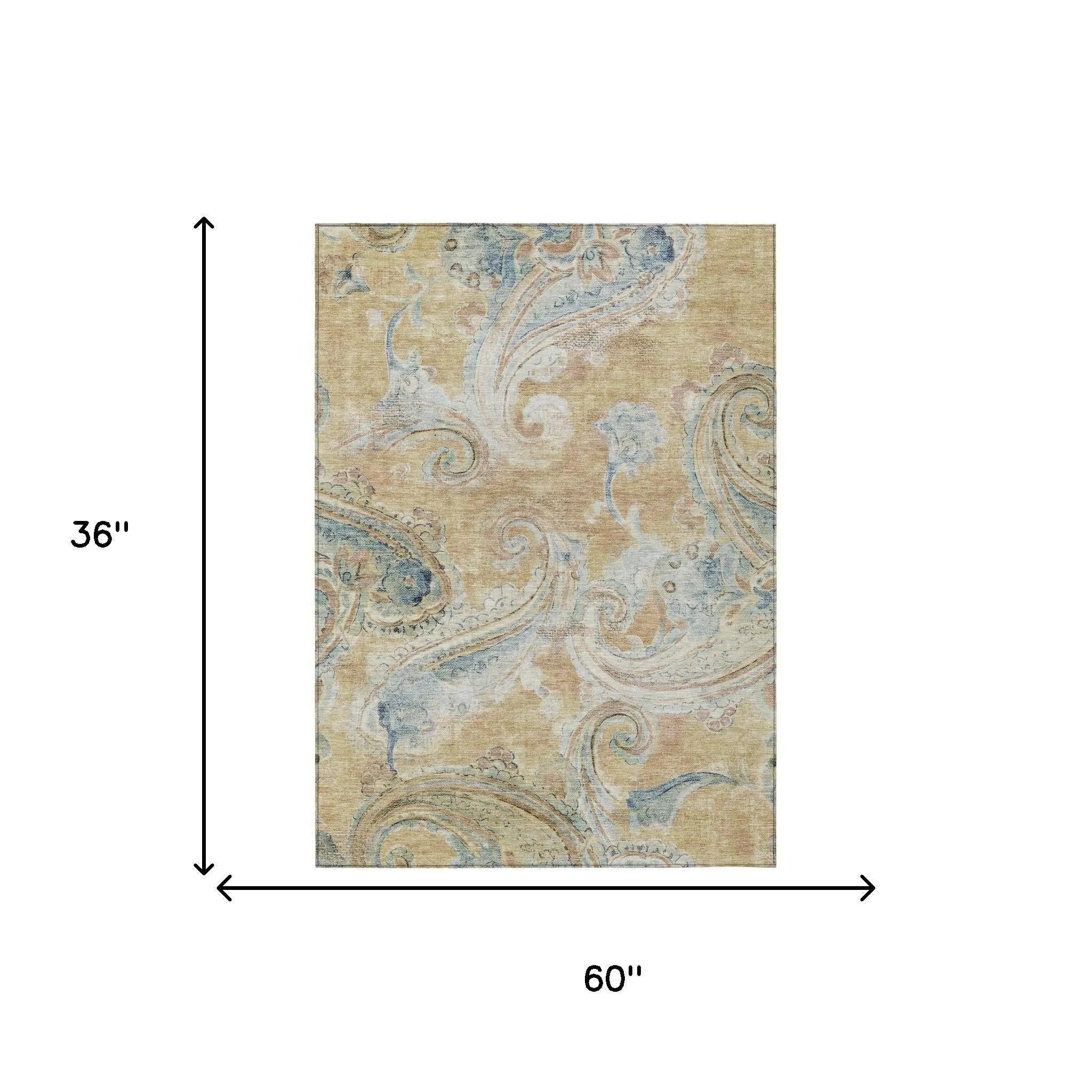 3' X 5' Coral And Orange Paisley Washable Indoor Outdoor Area Rug Homeroots Outdoor