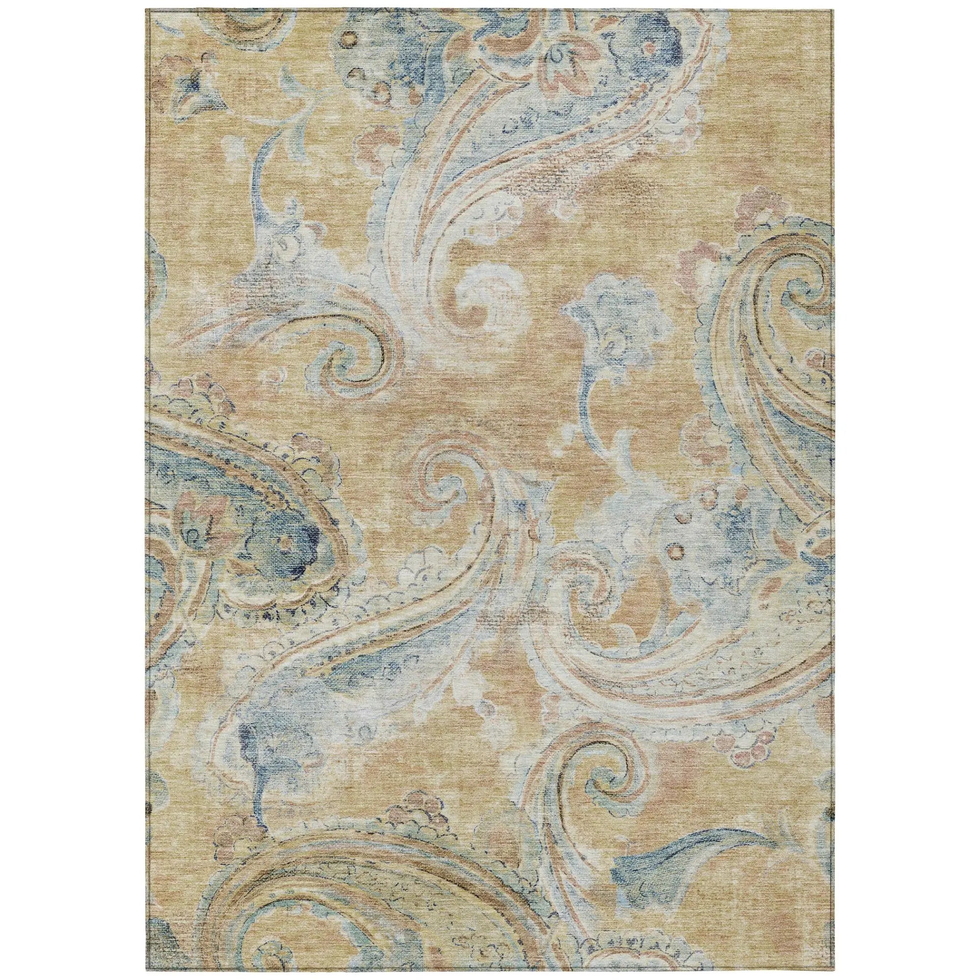 3' X 5' Coral And Orange Paisley Washable Indoor Outdoor Area Rug Homeroots Outdoor