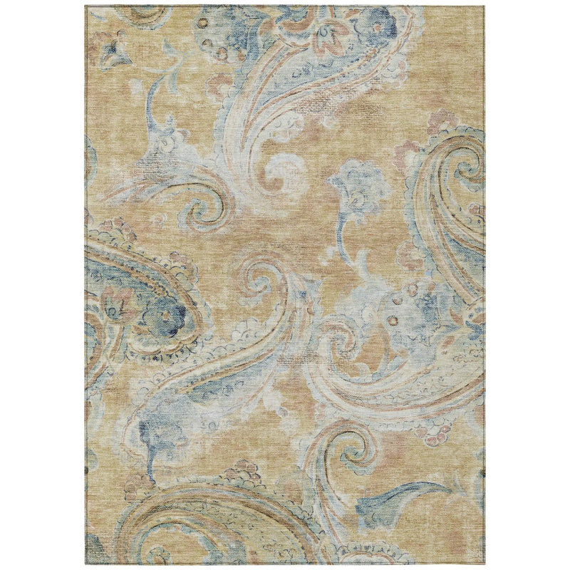 3' X 5' Coral And Orange Paisley Washable Indoor Outdoor Area Rug Homeroots Outdoor