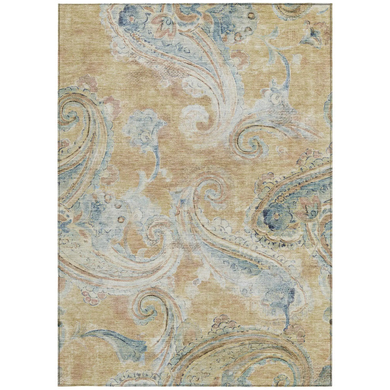 3' X 5' Coral And Orange Paisley Washable Indoor Outdoor Area Rug Homeroots Outdoor