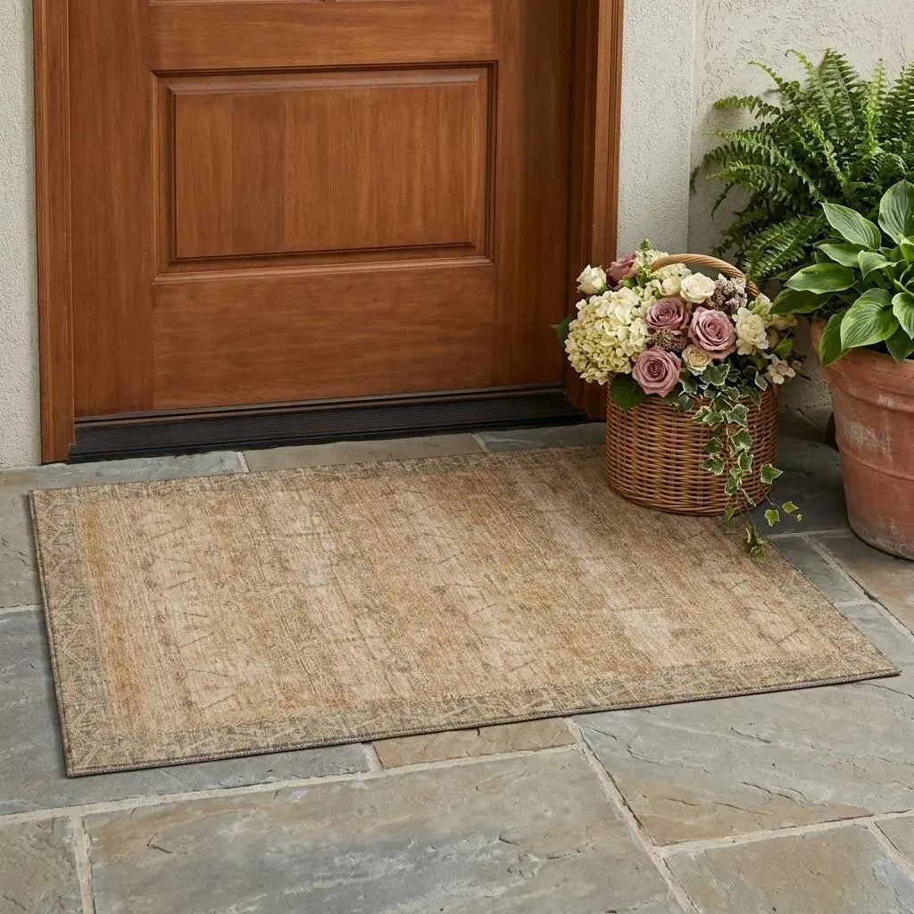 3' X 5' Coral And Orange Tribal Washable Indoor Outdoor Area Rug Homeroots Outdoor