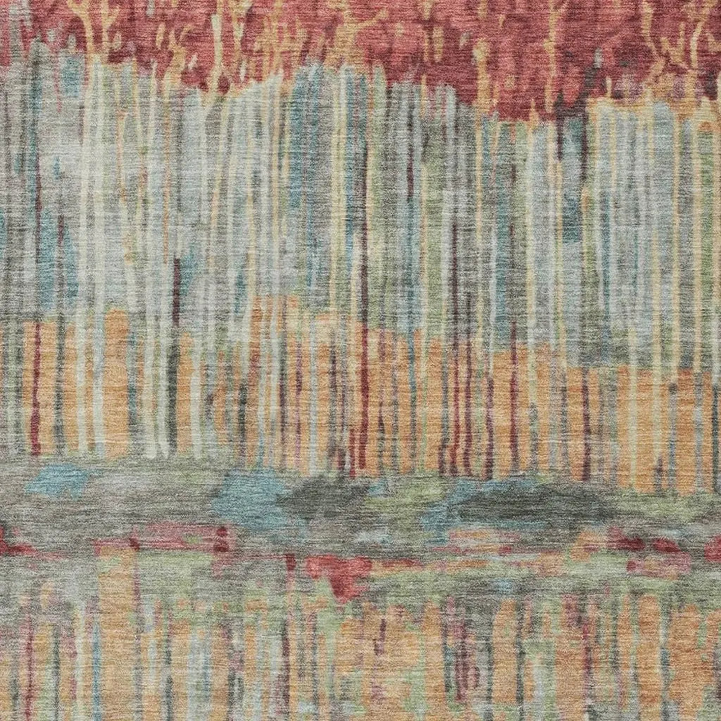 3' X 5' Coral And Sage Abstract Washable Indoor Outdoor Area Rug Homeroots Outdoor