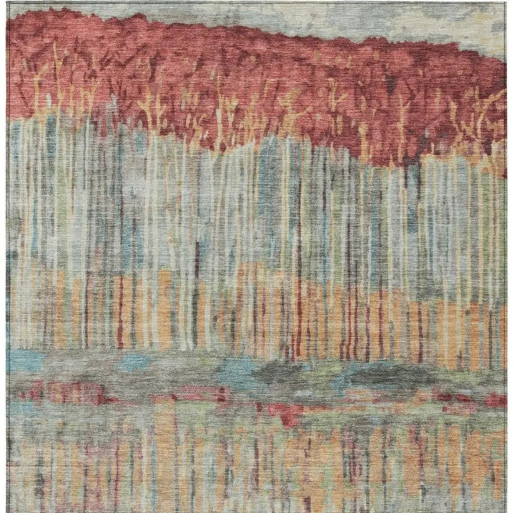 3' X 5' Coral And Sage Abstract Washable Indoor Outdoor Area Rug Homeroots Outdoor