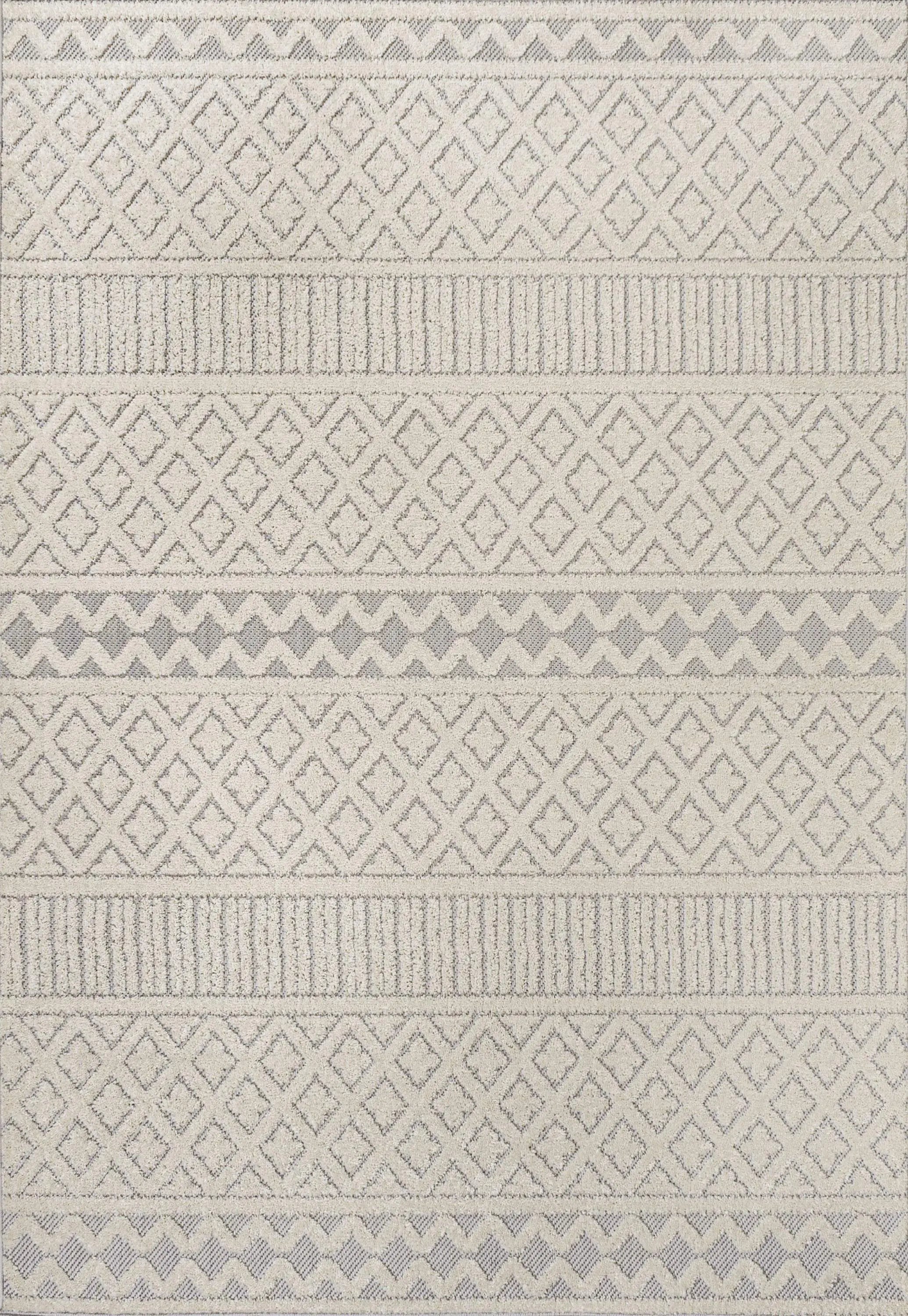 3' X 5' Cream And Gray Trellis Indoor Outdoor Area Rug - GreatEagleInc