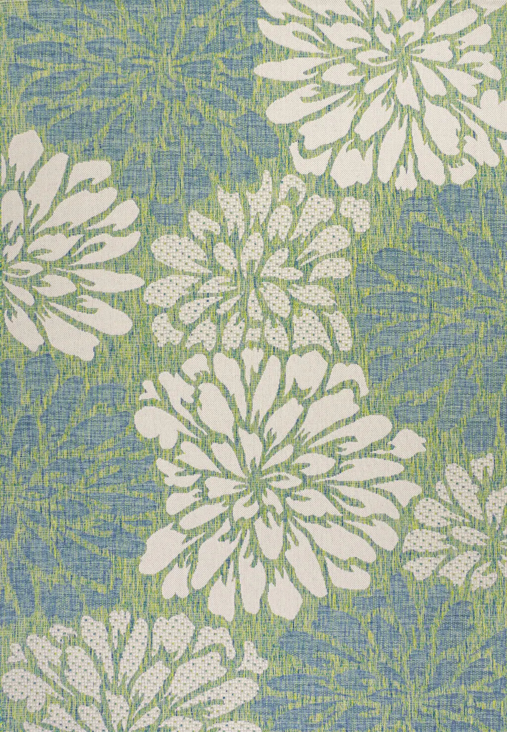 3' X 5' Cream And Green Floral Indoor Outdoor Area Rug Homeroots Outdoor