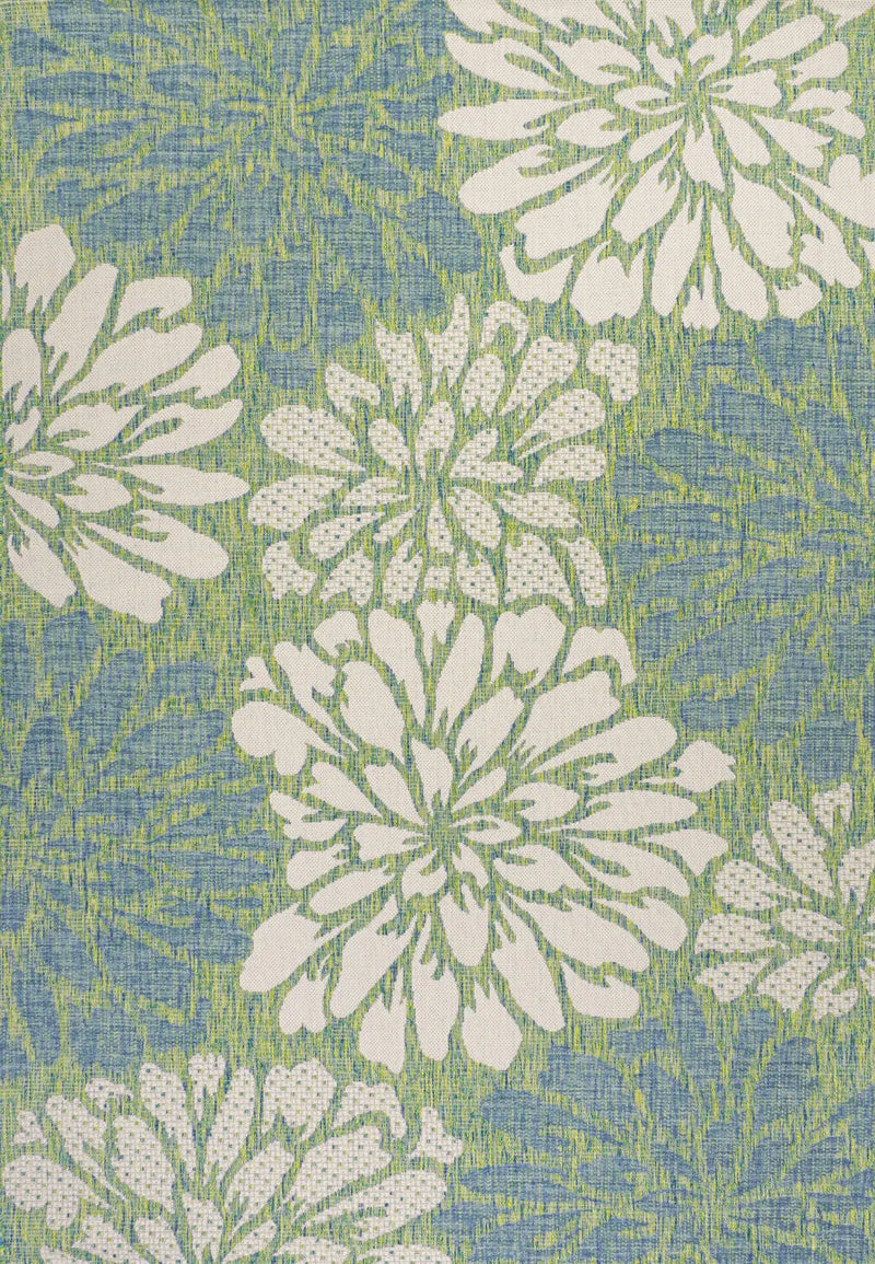 3' X 5' Cream And Green Floral Indoor Outdoor Area Rug Homeroots Outdoor
