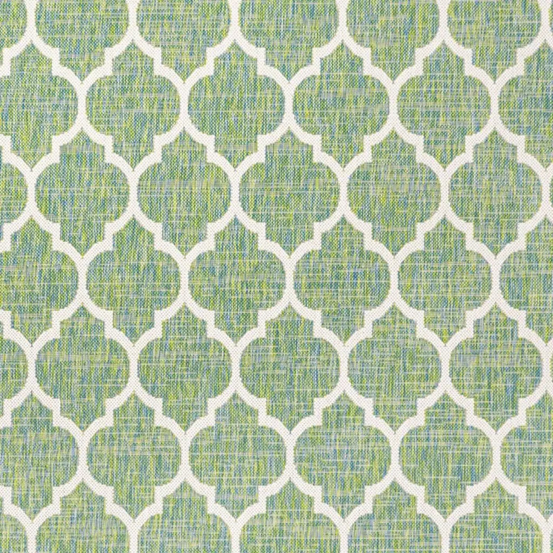 3' X 5' Cream And Green Geometric Indoor Outdoor Area Rug Homeroots Outdoor