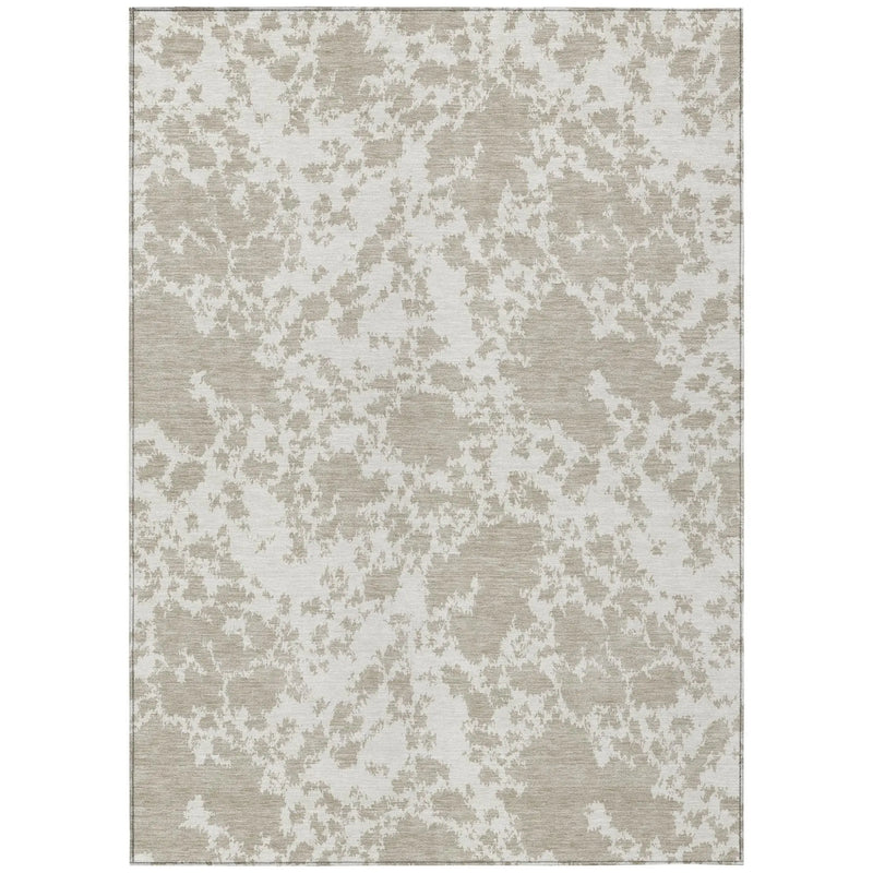 3' X 5' Cream And Ivory Abstract Washable Indoor Outdoor Area Rug Homeroots Outdoor