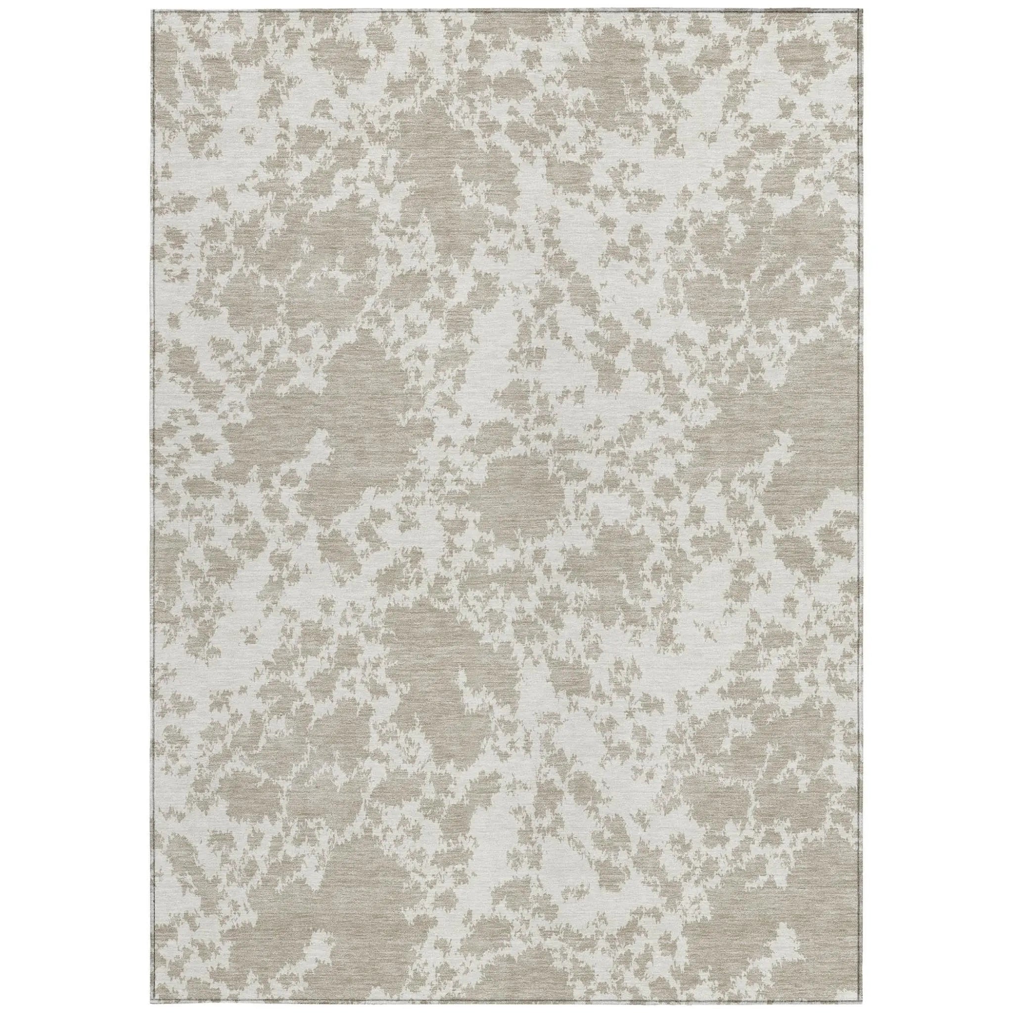 3' X 5' Cream And Ivory Abstract Washable Indoor Outdoor Area Rug Homeroots Outdoor