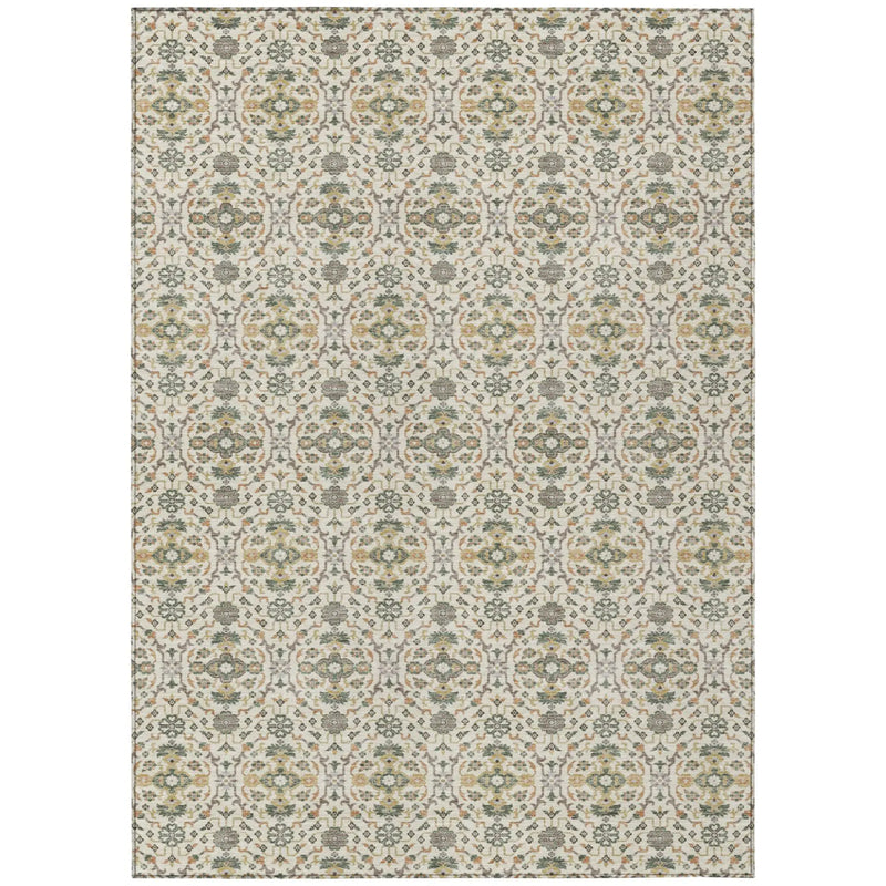 3' X 5' Cream And Ivory Oriental Washable Indoor Outdoor Area Rug Homeroots Outdoor
