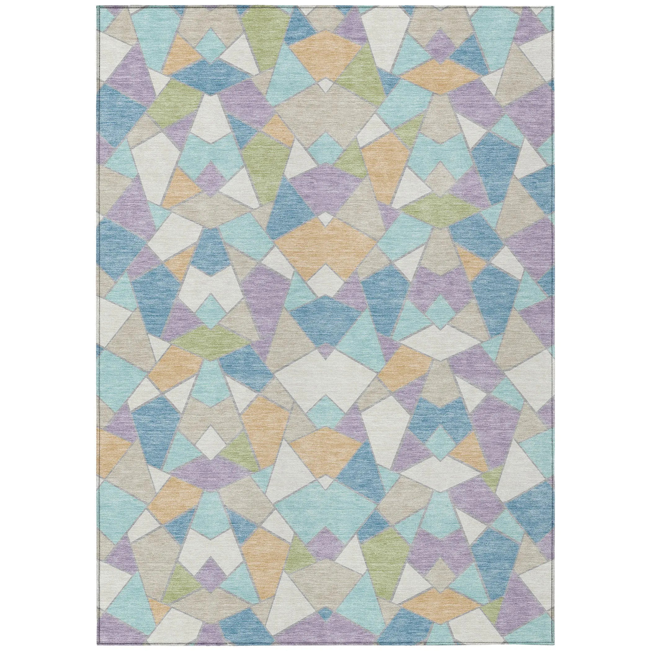 3' X 5' Cream And Teal Blue Geometric Washable Indoor Outdoor Area Rug Homeroots Outdoor