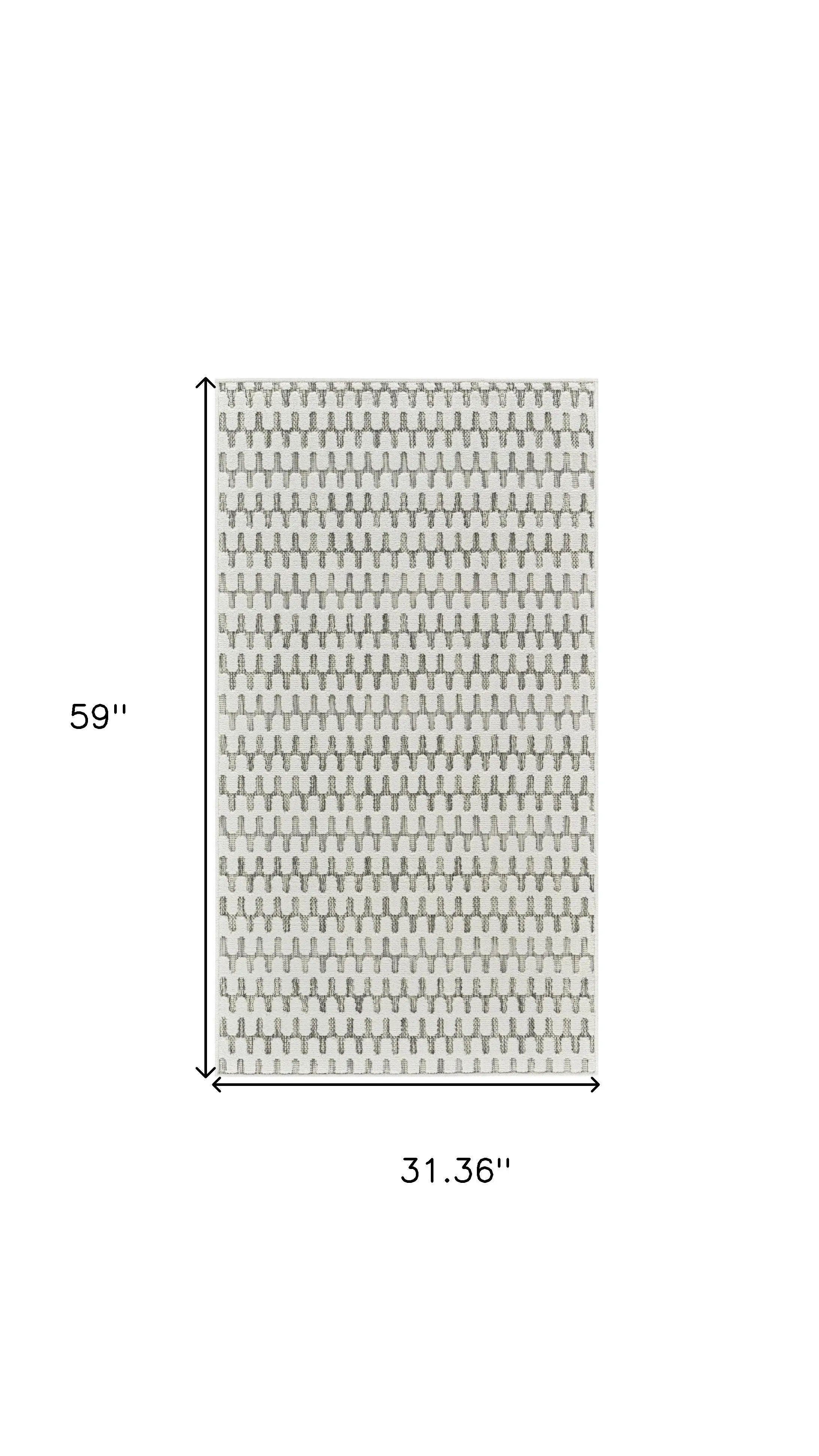 3' X 5' Cream and Beige Geometric Distressed Indoor Outdoor Area Rug Homeroots Outdoor