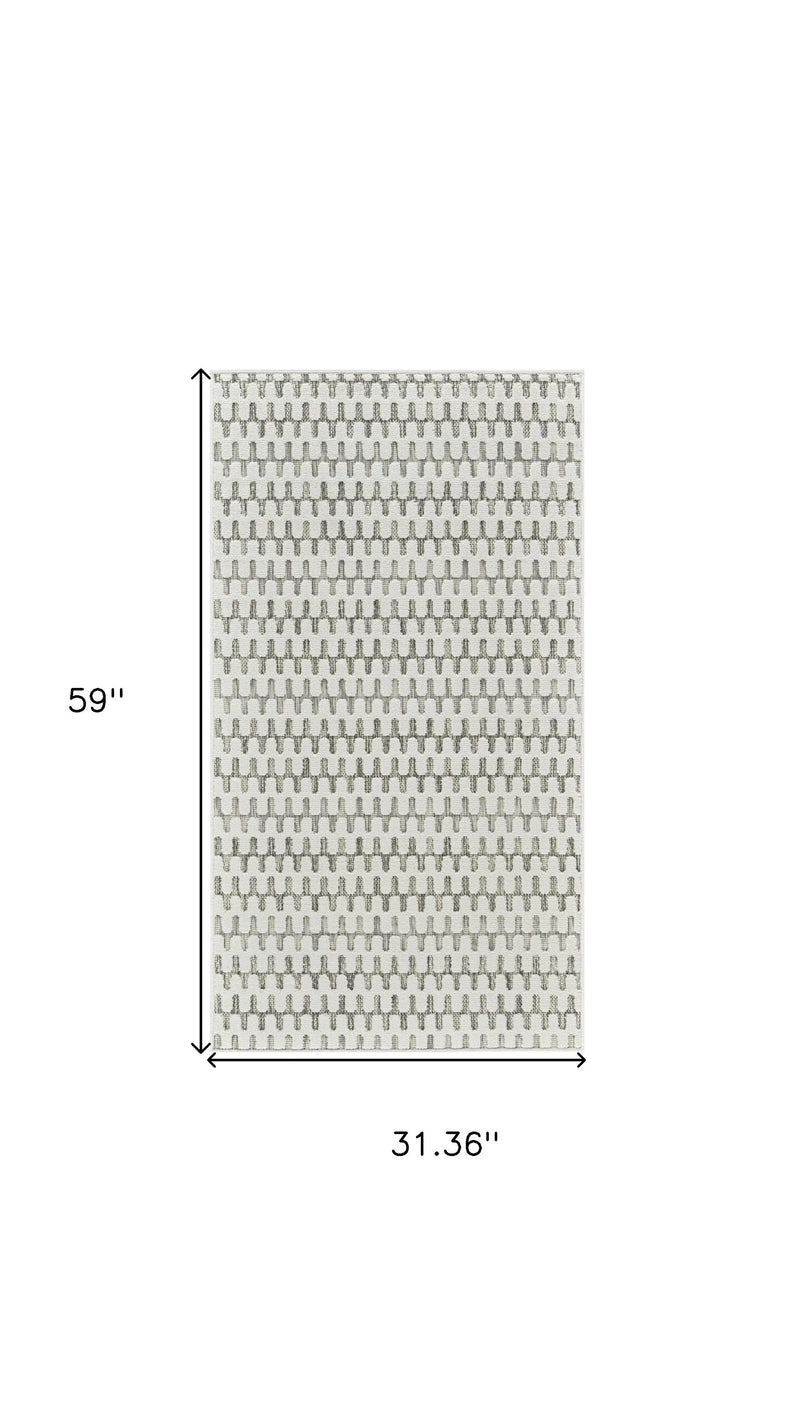 3' X 5' Cream and Beige Geometric Distressed Indoor Outdoor Area Rug Homeroots Outdoor