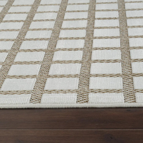 3' X 5' Cream and Beige Geometric Distressed Indoor Outdoor Area Rug Homeroots Outdoor
