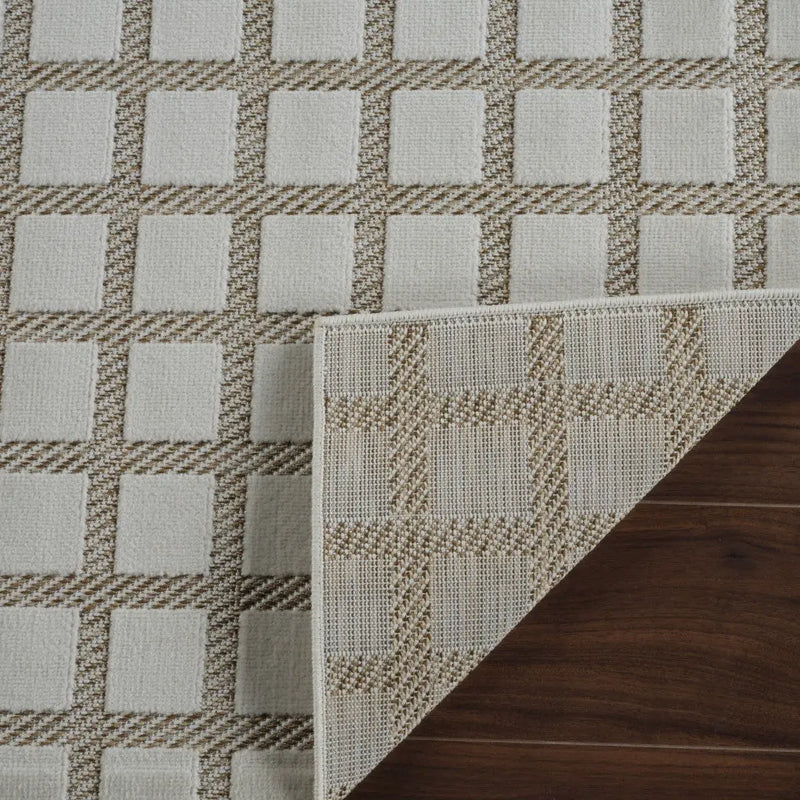 3' X 5' Cream and Beige Geometric Distressed Indoor Outdoor Area Rug Homeroots Outdoor