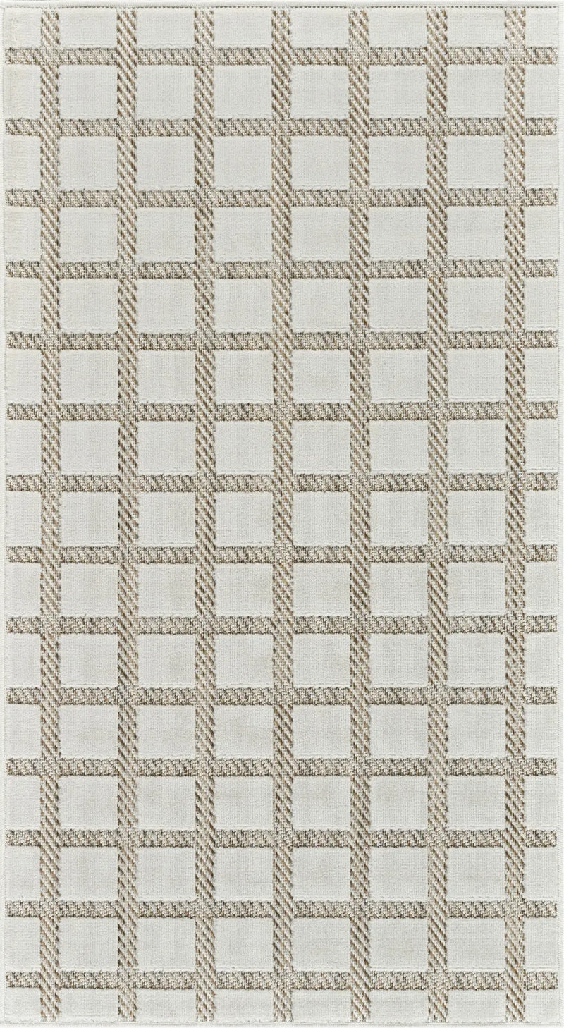 3' X 5' Cream and Beige Geometric Distressed Indoor Outdoor Area Rug Homeroots Outdoor