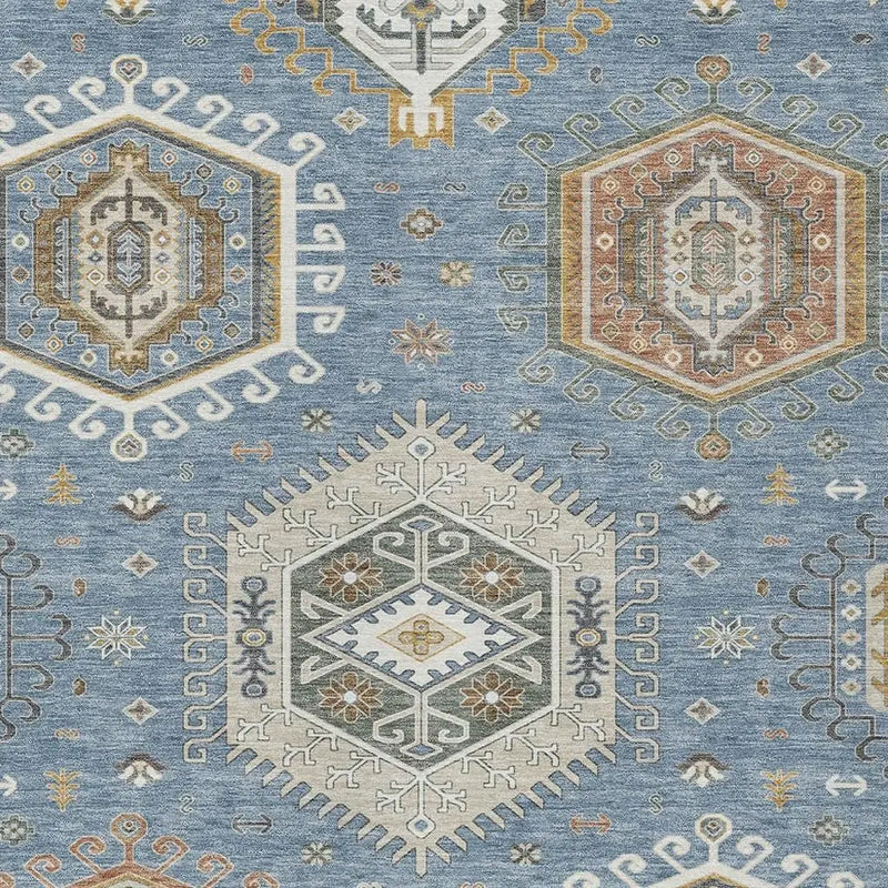 3' X 5' Denim Blue And Beige Tribal Washable Indoor Outdoor Area Rug Homeroots Outdoor