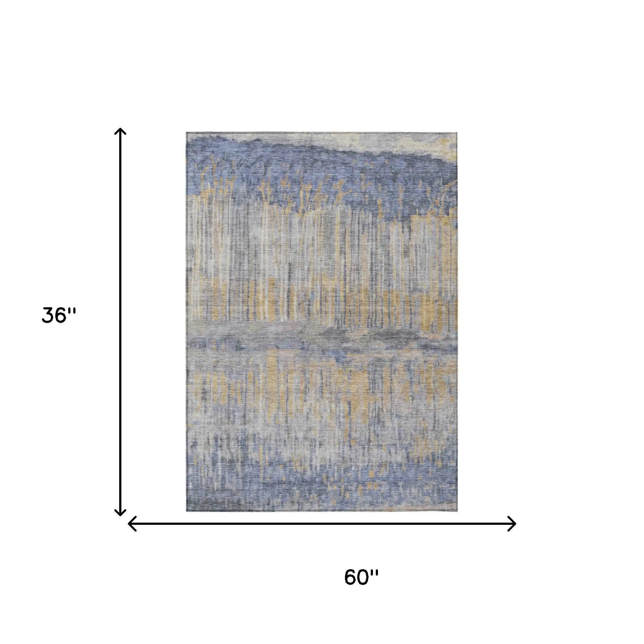 3' X 5' Denim Blue And Blue Abstract Washable Indoor Outdoor Area Rug Homeroots Outdoor