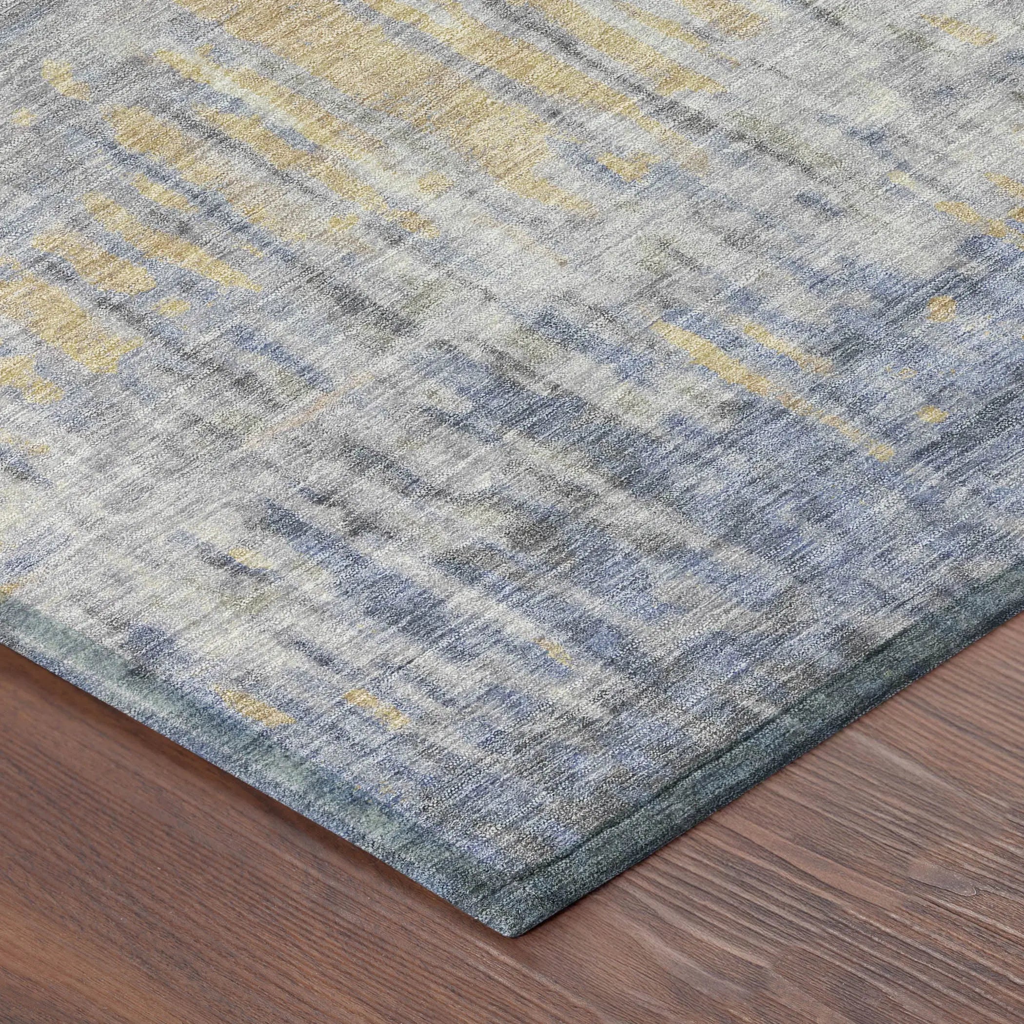 3' X 5' Denim Blue And Blue Abstract Washable Indoor Outdoor Area Rug Homeroots Outdoor
