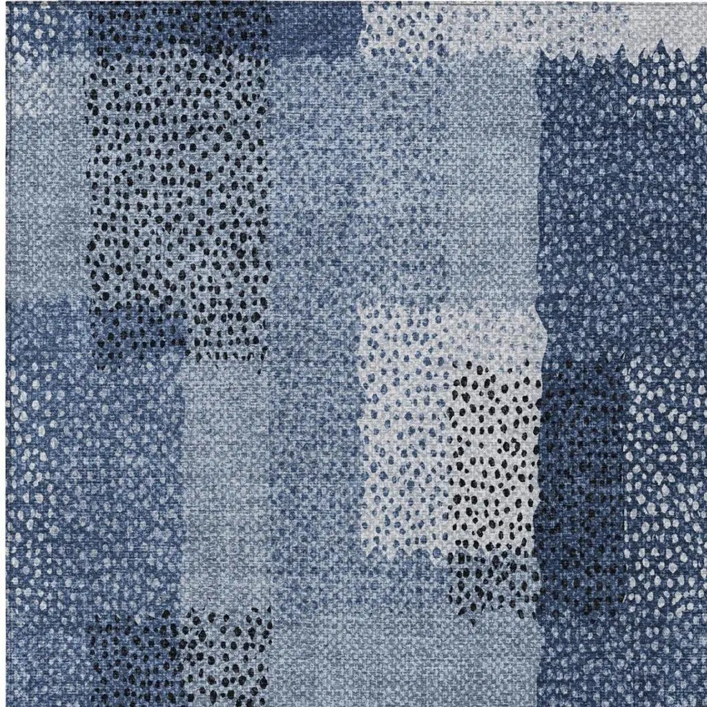 3' X 5' Denim Blue And Blue Abstract Washable Indoor Outdoor Area Rug Homeroots Outdoor