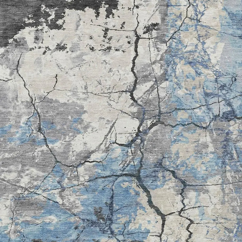 3' X 5' Denim Blue And Blue Abstract Washable Indoor Outdoor Area Rug Homeroots Outdoor