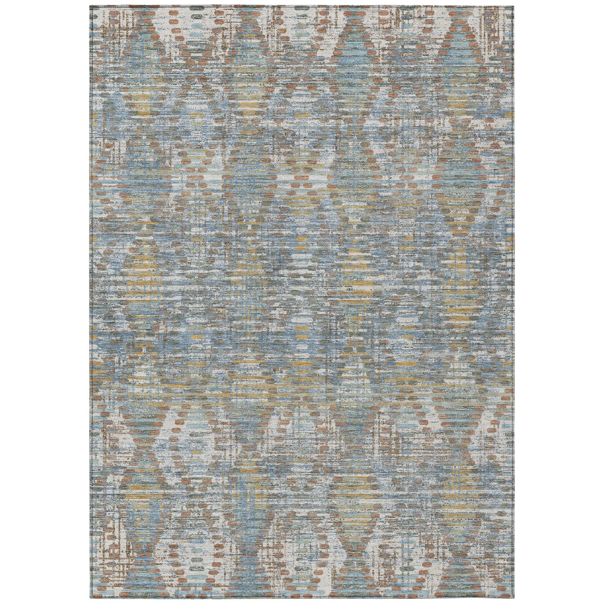 3' X 5' Denim Blue And Blue Floral Medallion Washable Indoor Outdoor Area Rug Homeroots Outdoor