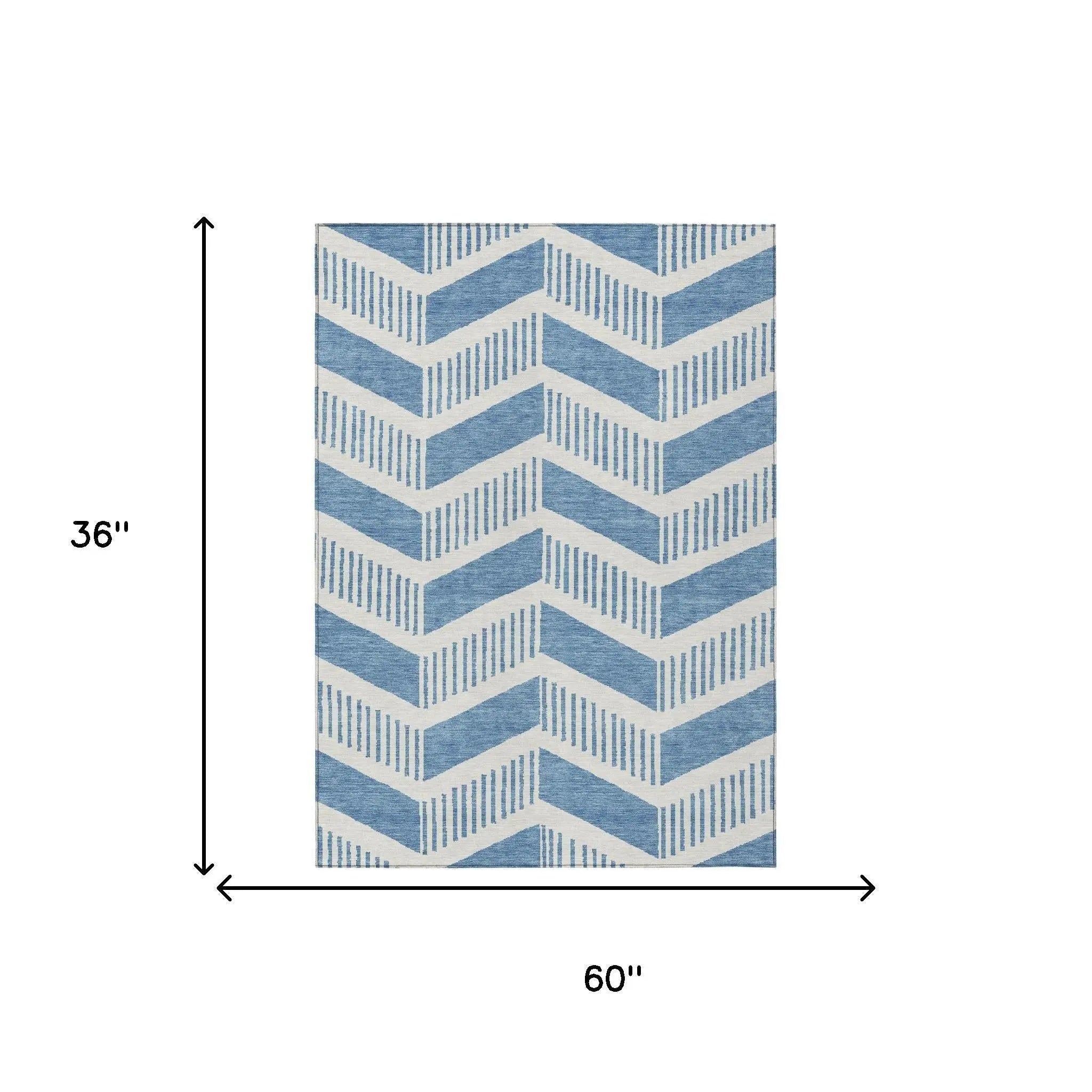 3' X 5' Denim Blue And Blue Geometric Washable Indoor Outdoor Area Rug Homeroots Outdoor