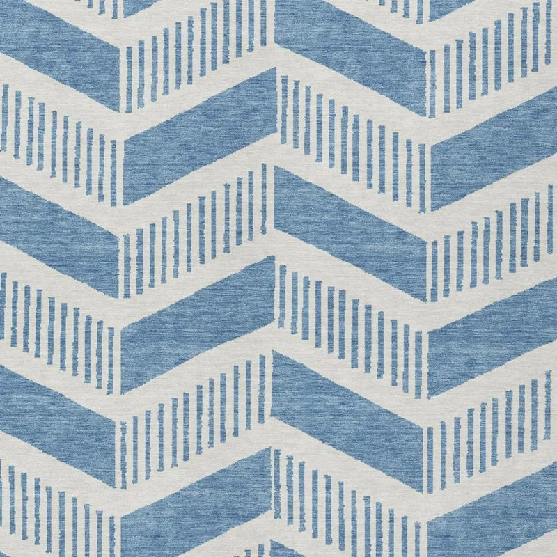 3' X 5' Denim Blue And Blue Geometric Washable Indoor Outdoor Area Rug Homeroots Outdoor