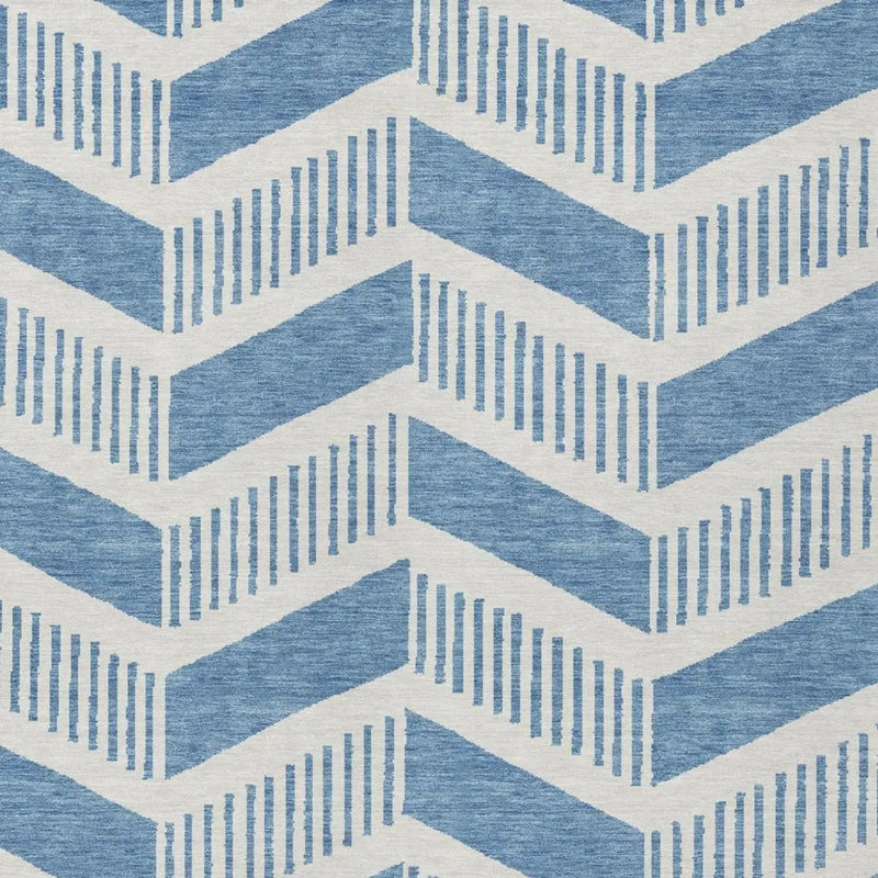 3' X 5' Denim Blue And Blue Geometric Washable Indoor Outdoor Area Rug Homeroots Outdoor